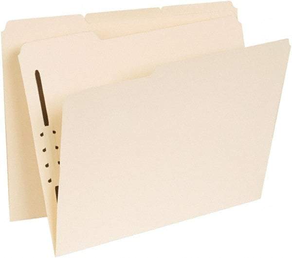 UNIVERSAL - 8-1/2 x 11", Letter Size, Manila, Classification Folders with Top Tab Fastener - 11 Point Stock, Assorted Tab Cut Location - Exact Industrial Supply