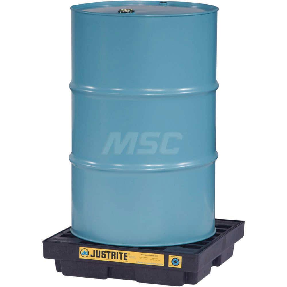 Justrite - Spill Pallets, Platforms, Sumps & Basins; Type: EcoPolyBlend? Accumulation Centers ; Number of Drums: 1 ; Sump Capacity (Gal.): 12.00 ; Load Capacity (Lb.): 1250.000 ; Material: Polyethylene ; Height (Inch): 5.5 - Exact Industrial Supply