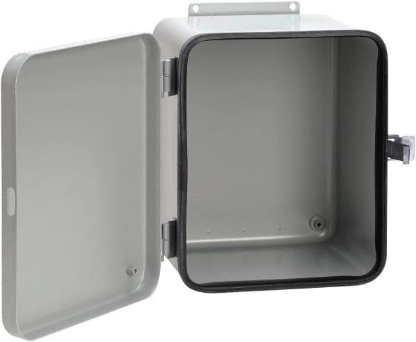 nVent Hoffman - Steel Junction Box Enclosure Hinge Flat Cover - NEMA 12, 13, 8" Wide x 10" High x 6" Deep - Exact Industrial Supply