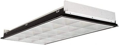 Cooper Lighting - 3 Lamps, 32 Watts, 2' x 4', Electronic Ballast Fluorescent Lamp Troffer - 18 Cells, 120 to 277 Volt, Polyethylene Diffuser, Steel Troffer - Exact Industrial Supply