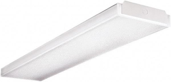 Cooper Lighting - 4 Lamp, 4 Ft. Long, 32 Watt, Surface Mounted, Fluorescent Lamp Wraparound Light Fixture - 120-277 Volt, Electronic Ballast - Exact Industrial Supply