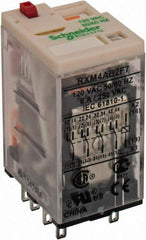 Square D - 14 Pins, 1.2 VA Power Rating, Ice Cube Electromechanical Plug-in General Purpose Relay - 6 Amp at 277 VAC, 4PDT, 120 VAC, 21mm Wide x 40mm High x 27mm Deep - Exact Industrial Supply