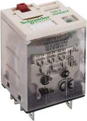 Square D - 11 Pins, 1.7 VA Power Rating, Ice Cube Electromechanical Plug-in General Purpose Relay - 15 Amp at 250 VAC, 3PDT, 120 VAC, 31mm Wide x 39mm High x 27mm Deep - Exact Industrial Supply