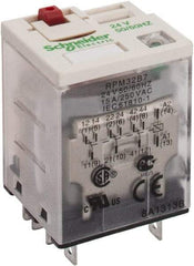 Square D - 11 Pins, 1.7 VA Power Rating, Ice Cube Electromechanical Plug-in General Purpose Relay - 15 Amp at 250 VAC, 3PDT, 24 VAC, 31mm Wide x 39mm High x 27mm Deep - Exact Industrial Supply