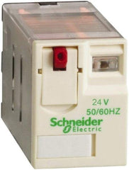 Square D - 5 Pins, 1.1 VA Power Rating, Ice Cube Electromechanical Plug-in General Purpose Relay - 15 Amp at 250 VAC, DPDT, 24 VAC, 21mm Wide x 39mm High x 27mm Deep - Exact Industrial Supply
