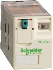 Square D - 8 Pins, Ice Cube Electromechanical Plug-in General Purpose Relay - 15 Amp at 277 V, DPDT, 24 VDC, 21mm Wide x 39mm High x 27mm Deep - Exact Industrial Supply