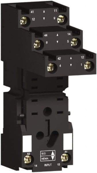 Square D - 8 Pins, 250 Volt, 5 and 12 Amp, DPDT, Ice Cube Relay Socket - DIN Rail Mount, Screw Panel Mount, Screw Terminal - Exact Industrial Supply