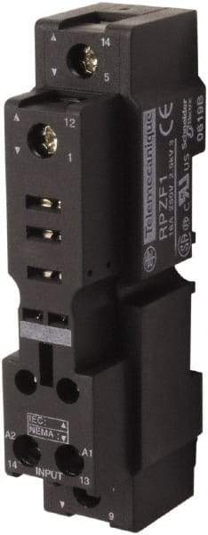 Square D - 5 Pins, 250 Volt, 16 Amp, SPDT, Ice Cube Relay Socket - DIN Rail Mount, Screw Panel Mount, Screw Clamp Terminal - Exact Industrial Supply