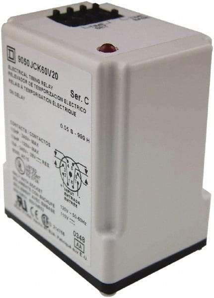 Square D - 999 min Delay, DPDT Time Delay Relay - 10 Contact Amp, 240 VAC - Exact Industrial Supply