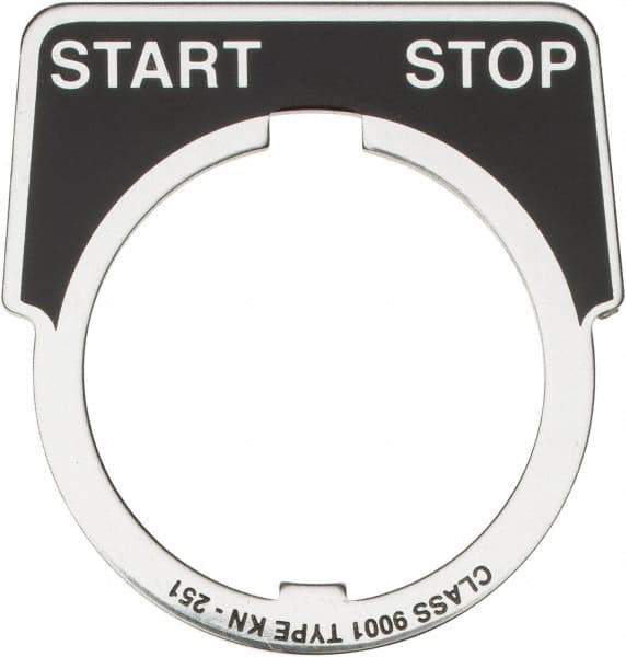 Square D - Metal Legend Plate - Start-Stop - Black Background, White Letters, 30mm Hole Diameter - Exact Industrial Supply