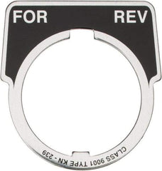 Square D - Metal Legend Plate - For-Rev - Black Background, White Letters, 30mm Hole Diameter - Exact Industrial Supply