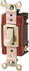 Cooper Wiring Devices - 2 Pole, 120 to 277 VAC, 20 Amp, Industrial Grade, Toggle, Wall and Dimmer Light Switch - 1.3 Inch Wide x 4.19 Inch High, Fluorescent - Exact Industrial Supply