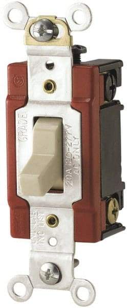 Cooper Wiring Devices - 3 Pole, 120 to 277 VAC, 20 Amp, Specification Grade, Toggle, Wall and Dimmer Light Switch - 1.31 Inch Wide - Exact Industrial Supply