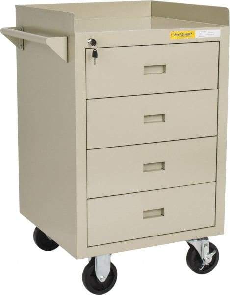 Value Collection - 600 Lb Capacity, 4 Drawer Mobile Bench - 23" Wide x 22" Deep x 38.19" High, Steel, Putty - Exact Industrial Supply