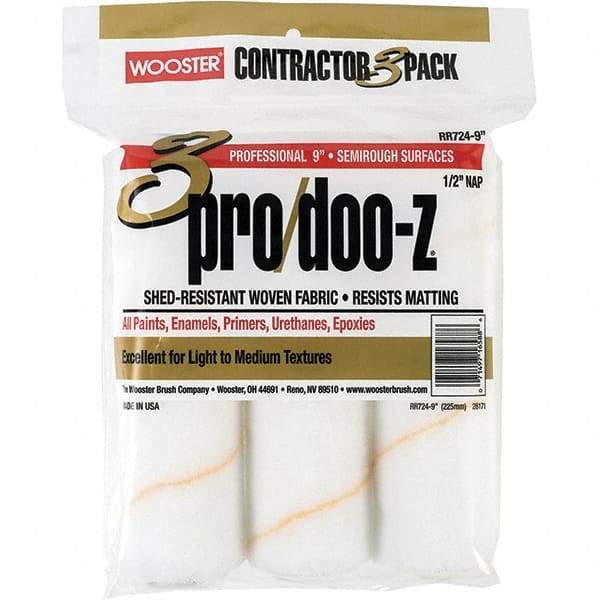 Wooster Brush - 1/2" Nap, 9" Wide Paint Roller - Semi-Rough Texture, Woven - Exact Industrial Supply