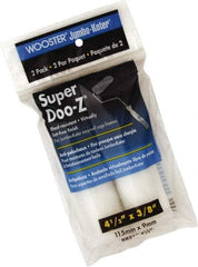 Wooster Brush - 3/8" Nap, 4-1/2" Wide Paint Mini Roller Covers - Medium Texture, Woven - Exact Industrial Supply