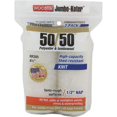 Wooster Brush - 1/2" Nap, 4-1/2" Wide Paint Mini Roller Covers - Semi-Rough Texture, Wool/Poly Blend - Exact Industrial Supply