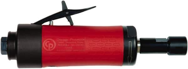 Chicago Pneumatic - 1/4" Collet, Straight Handle, Air Angle Die Grinder - 24,000 RPM, Rear Exhaust, 23.3 CFM, 0.54 hp, 90 psi, 6.35mm Inlet - Exact Industrial Supply