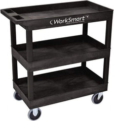Value Collection - 500 Lb Capacity, 18" Wide x 35" Long x 36" High Shelf Cart - 3 Shelf, Plastic, 2 Rigid/2 Swivel Casters - Exact Industrial Supply