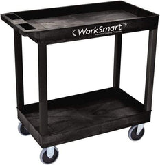 Value Collection - 500 Lb Capacity, 18" Wide x 35" Long x 35" High Shelf Cart - 2 Shelf, Plastic, 2 Rigid/2 Swivel Casters - Exact Industrial Supply