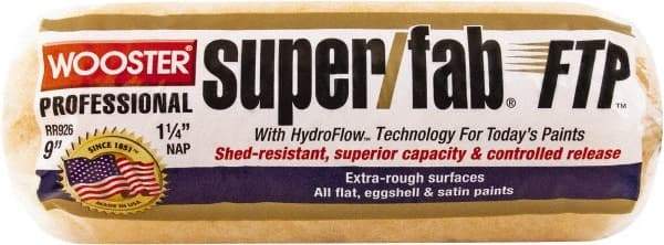 Wooster Brush - 1-1/4" Nap, 9" Wide Paint Roller - Extra-Rough Texture, Synthetic Knit - Exact Industrial Supply