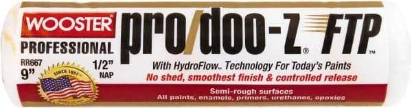 Wooster Brush - 1/2" Nap, 9" Wide Paint Roller - Semi-Rough Texture, Woven - Exact Industrial Supply