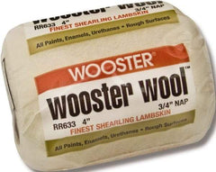 Wooster Brush - 3/4" Nap, 4" Wide Paint Roller - Rough Texture, Lambswool - Exact Industrial Supply