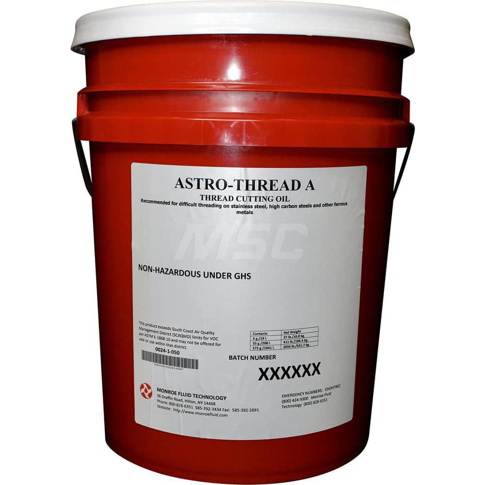 Cutting Fluid: 5 gal Bucket Use on Stainless Steel, High Carbon Steel & Ferrous Metal, Clear Amber