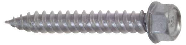 Buildex - #9 Hex Washer Head Sheet Metal Screw - Steel, 1" Length Under Head - Exact Industrial Supply