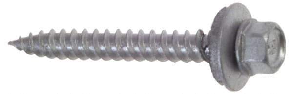Buildex - #9 Hex Washer Head Sheet Metal Screw - Steel, 1" Length Under Head - Exact Industrial Supply