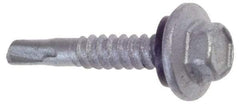 Buildex - 1/4", Hex Washer Head, Hex Drive, 7/8" Length Under Head, #1 Point, Self Drilling Screw - Steel - Exact Industrial Supply