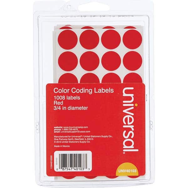 UNIVERSAL - Labels, Ribbons & Tapes Type: Color Coding Labels Color: Red - Exact Industrial Supply