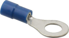 Thomas & Betts - 16-14 AWG Partially Insulated Crimp Connection Circular Ring Terminal - 1/4" Stud, 1.094" OAL x 0.472" Wide, Tin Plated Copper Contact - Exact Industrial Supply