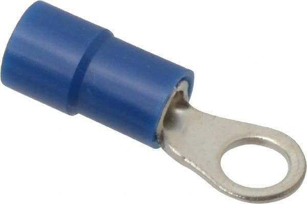 Thomas & Betts - 16-14 AWG Partially Insulated Crimp Connection Circular Ring Terminal - #8 Stud, 0.803" OAL x 0.26" Wide, Tin Plated Copper Contact - Exact Industrial Supply