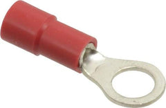 Thomas & Betts - 22-16 AWG Partially Insulated Crimp Connection Circular Ring Terminal - #10 Stud, 0.858" OAL x 0.315" Wide, Tin Plated Copper Contact - Exact Industrial Supply