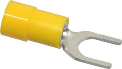 Thomas & Betts - 1/4 Inch Stud, 12 to 10 AWG, Partially Insulated, Crimp, Standard Fork Terminal - Exact Industrial Supply