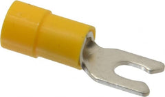 Thomas & Betts - #6 Stud, 12 to 10 AWG Compatible, Partially Insulated, Crimp Connection, Locking Fork Terminal - Exact Industrial Supply