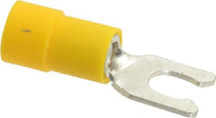 Thomas & Betts - #8 Stud, 12 to 10 AWG Compatible, Partially Insulated, Crimp Connection, Locking Fork Terminal - Exact Industrial Supply