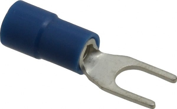 Thomas & Betts - #8 Stud, 16 to 14 AWG Compatible, Partially Insulated, Crimp Connection, Standard Fork Terminal - Exact Industrial Supply