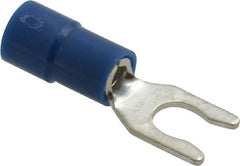 Thomas & Betts - #8 Stud, 16 to 14 AWG Compatible, Partially Insulated, Crimp Connection, Locking Fork Terminal - Exact Industrial Supply