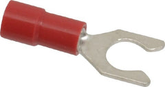 Thomas & Betts - #10 Stud, 22 to 18 AWG Compatible, Partially Insulated, Crimp Connection, Locking Fork Terminal - Exact Industrial Supply