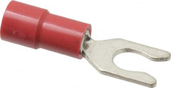 Thomas & Betts - #8 Stud, 22 to 18 AWG Compatible, Partially Insulated, Crimp Connection, Locking Fork Terminal - Exact Industrial Supply