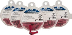 Thomas & Betts - 22 to 16 AWG, Vinyl, Fully Insulated, Female Wire Disconnect - 1/4 Inch Wide Tab, Red, RoHS Compliant, UL 94 V-0 - Exact Industrial Supply