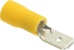 Thomas & Betts - 12 to 10 AWG, Vinyl, Fully Insulated, Male Wire Disconnect - 1/4 Inch Wide Tab, Yellow, RoHS Compliant, UL 94 V-0 - Exact Industrial Supply