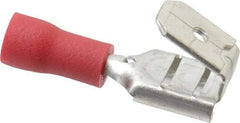 Thomas & Betts - 22 to 16 AWG, Vinyl, Fully Insulated, Piggyback Wire Disconnect - 1/4 Inch Wide Tab, Red, RoHS Compliant, UL 94 V-0 - Exact Industrial Supply