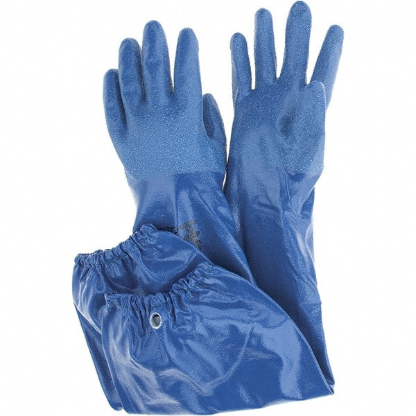 Chemical Resistant Gloves: 15 mil Thick Royal Blue, Rough