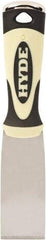 Hyde Tools - 1-1/2" Wide Chisel Edge Blade Carbon Steel Putty Knife - Stiff, Ergosoft Plastic Overmold Handle, 8" OAL - Exact Industrial Supply