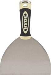 Hyde Tools - 6" Wide Chisel Edge Blade Carbon Steel Putty Knife - Flexible, Ergosoft Plastic Overmold Handle, 8" OAL - Exact Industrial Supply