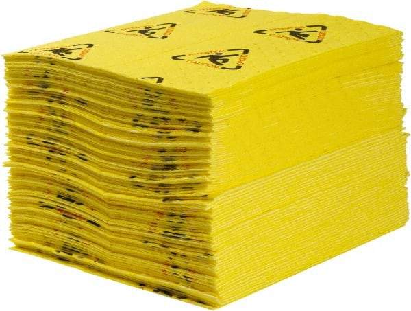 Brady SPC Sorbents - 30 Gal Capacity per Package, Chemical/Hazmat Mat - 19" Long x 15" Wide, Yellow, Polypropylene - Exact Industrial Supply