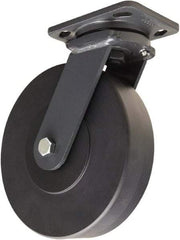 Hamilton - 8" Diam x 2" Wide x 9-1/2" OAH Top Plate Mount Swivel Caster - Nylon, 2,000 Lb Capacity, Sealed Precision Ball Bearing, 4 x 5" Plate - Exact Industrial Supply